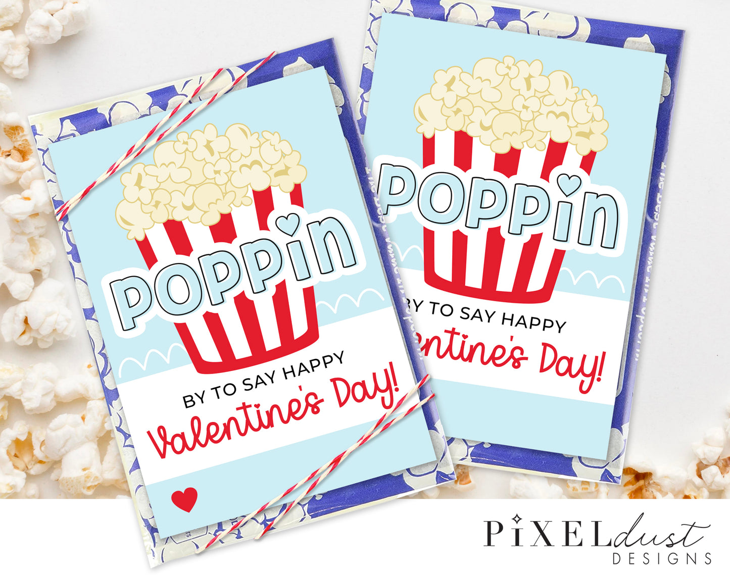 Cute Popcorn Valentine Printable Cards