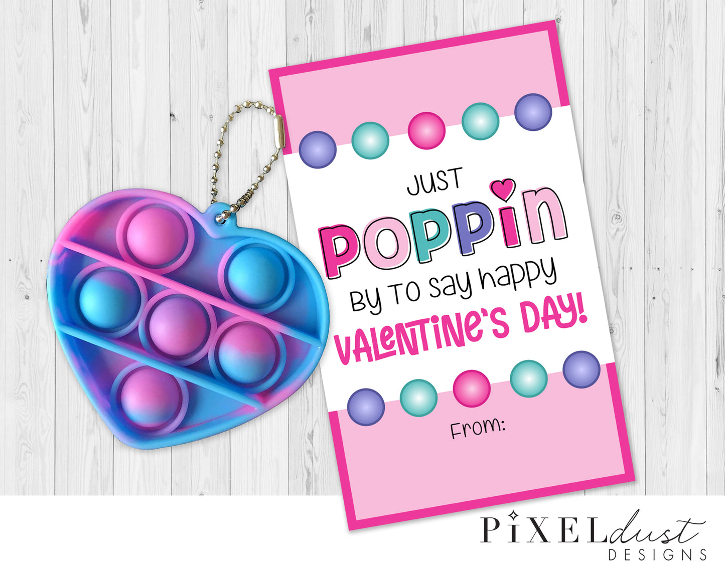 Pop-It Printable Valentine's Day Card for kids