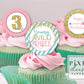 Young, Wild & Three Pink Birthday Printable Cupcake Toppers / Picks