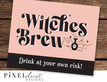 Load image into Gallery viewer, Witches Brew Printable Halloween Sign, Halloween Party Home Decor 8x10 Sign
